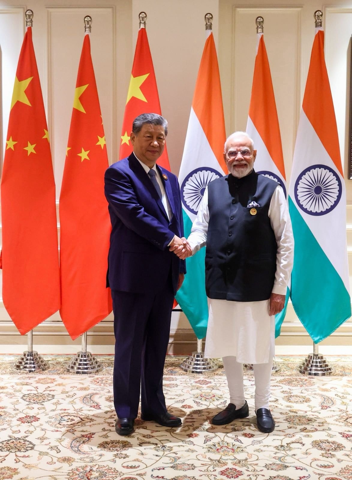 PM @narendramodi and President Xi Jinping met on the sidelines of the Delhi BRICS Summit today. The two leaders reviewed the full range of India-China relations.