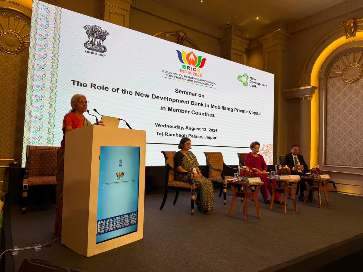 Union Minister for Finance & Corporate Affairs Smt. @nsitharaman delivered the Keynote Address at the Seminar on “The Role of the New Development Bank in Mobilising Private Capital in Member Countries
