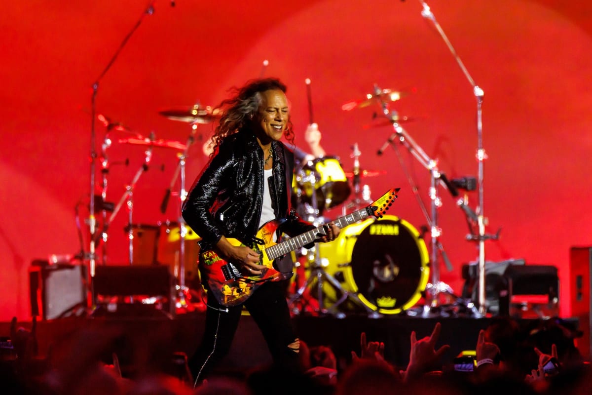 Kirk Hammett Takes a Tumble After Taylor Swift Shirt Drama