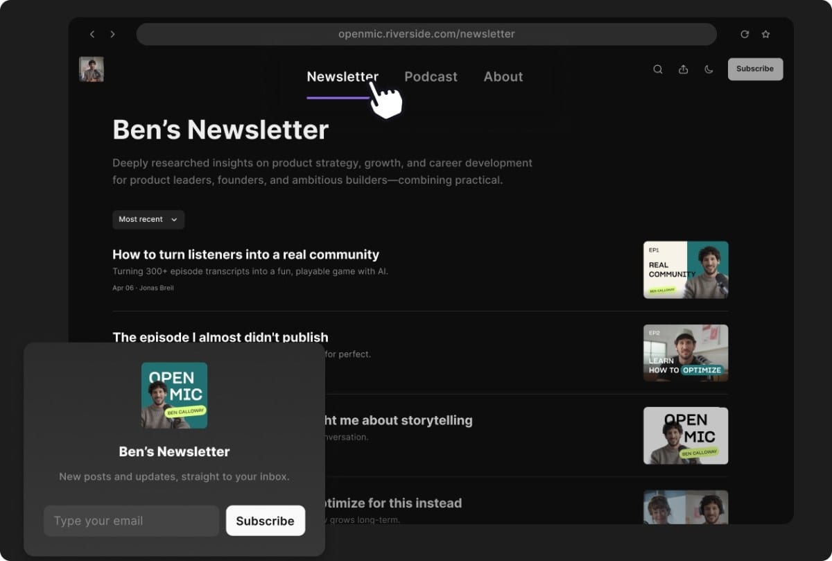 Podcasters Bypass Substack: Riverside's AI Newsletter Power Play