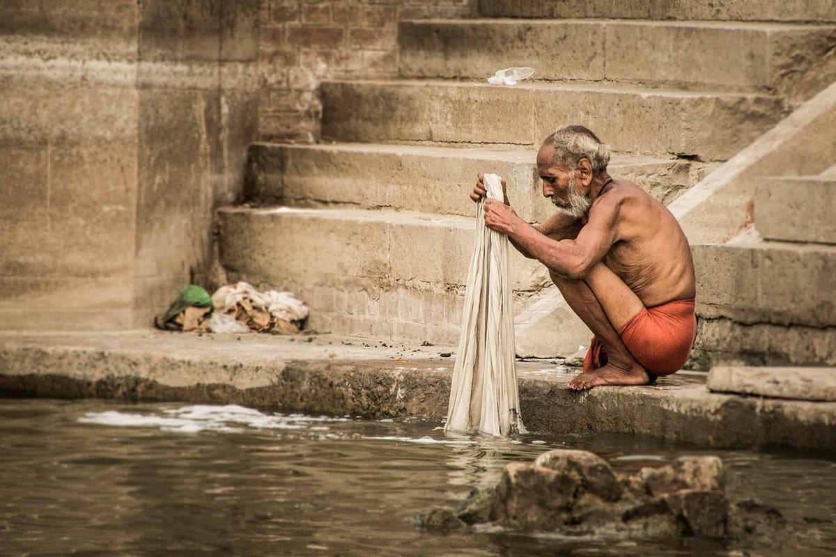 varanasi, india, ganges, ganges river, india life, clothes washing, river