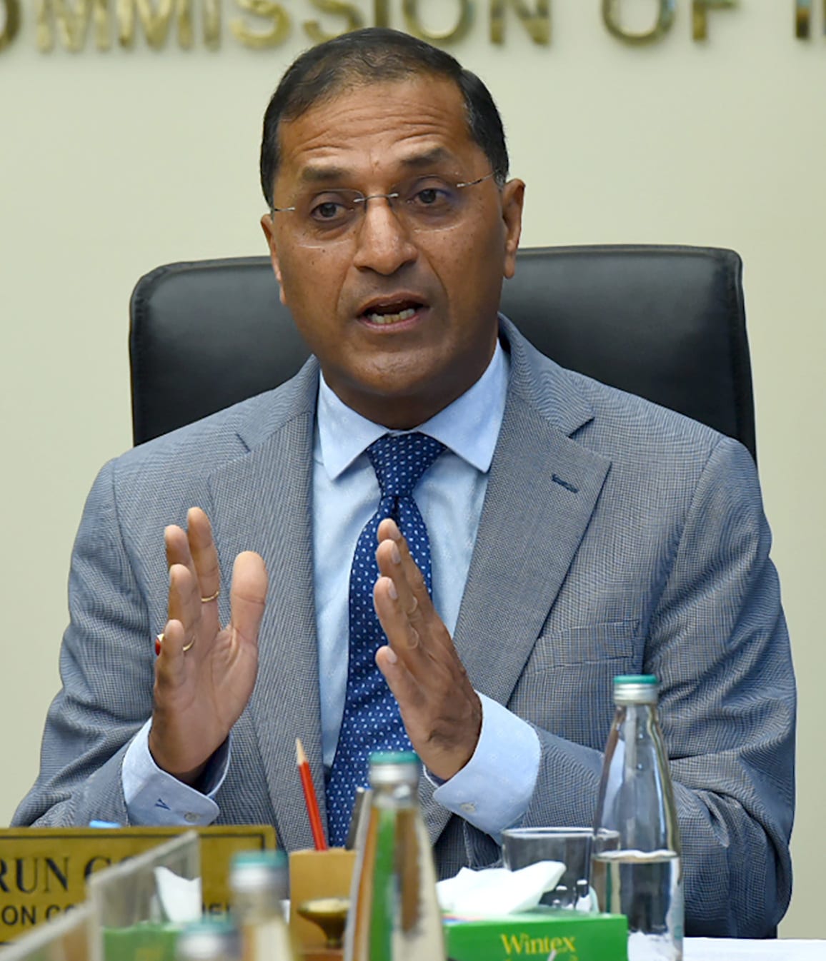 The Election Commissioners, Shri Arun Goel addressing at the signing of MoU between Election Commission of India (ECI) with two prominent organizations, the Indian Banks’ Association (IBA) and the Dep
